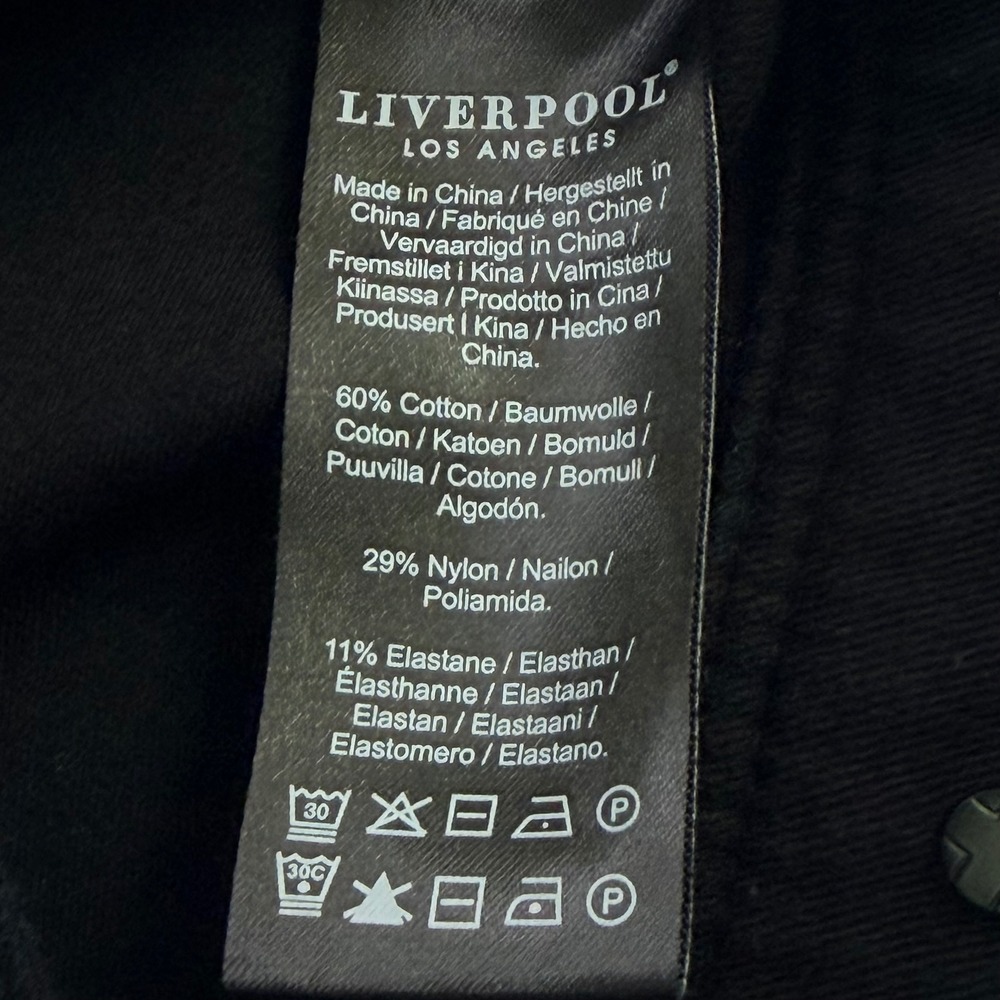 Liverpool Black Denim Jacket Stretch Minimalist Layering Capsule Moto Trucker L - Picture 6 of 8